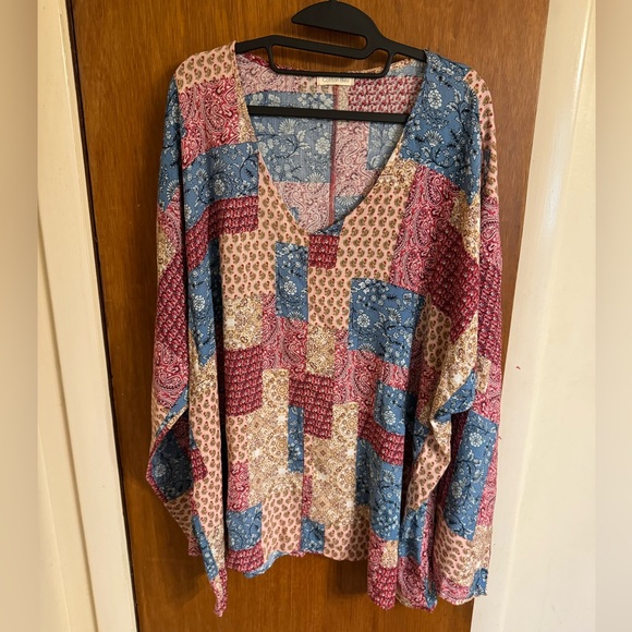 Bohemian style flowy top by Cotton Bleu size 1x in gently used condition - Picture 1 of 12